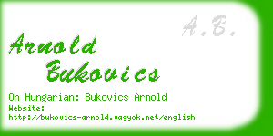 arnold bukovics business card